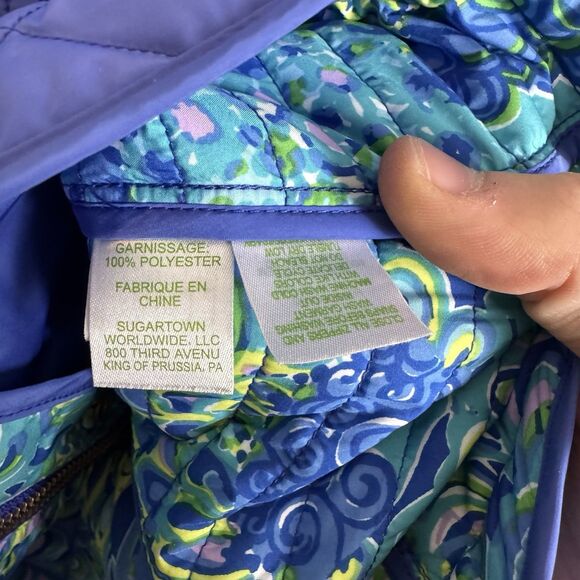 Lilly Pulitzer Vest Womens XS Blue Quilted Puffer Colorful Printed Inside Lining - Picture 4 of 8